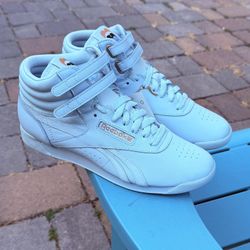 Women's Reebok Freestyle Hi Cardi B Glass Blue Athletic Sneakers US Size 10 NWT