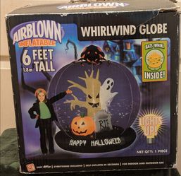 Vtg 2006 Gemmy Airblown Inflatable Whirlwind Globe Happy Halloween 6ft Tested