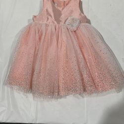 Marmellades Special Occasion Infant Girl 3/6 Month light pink with silver shimmery dots tulle Dress - perfect for Easter