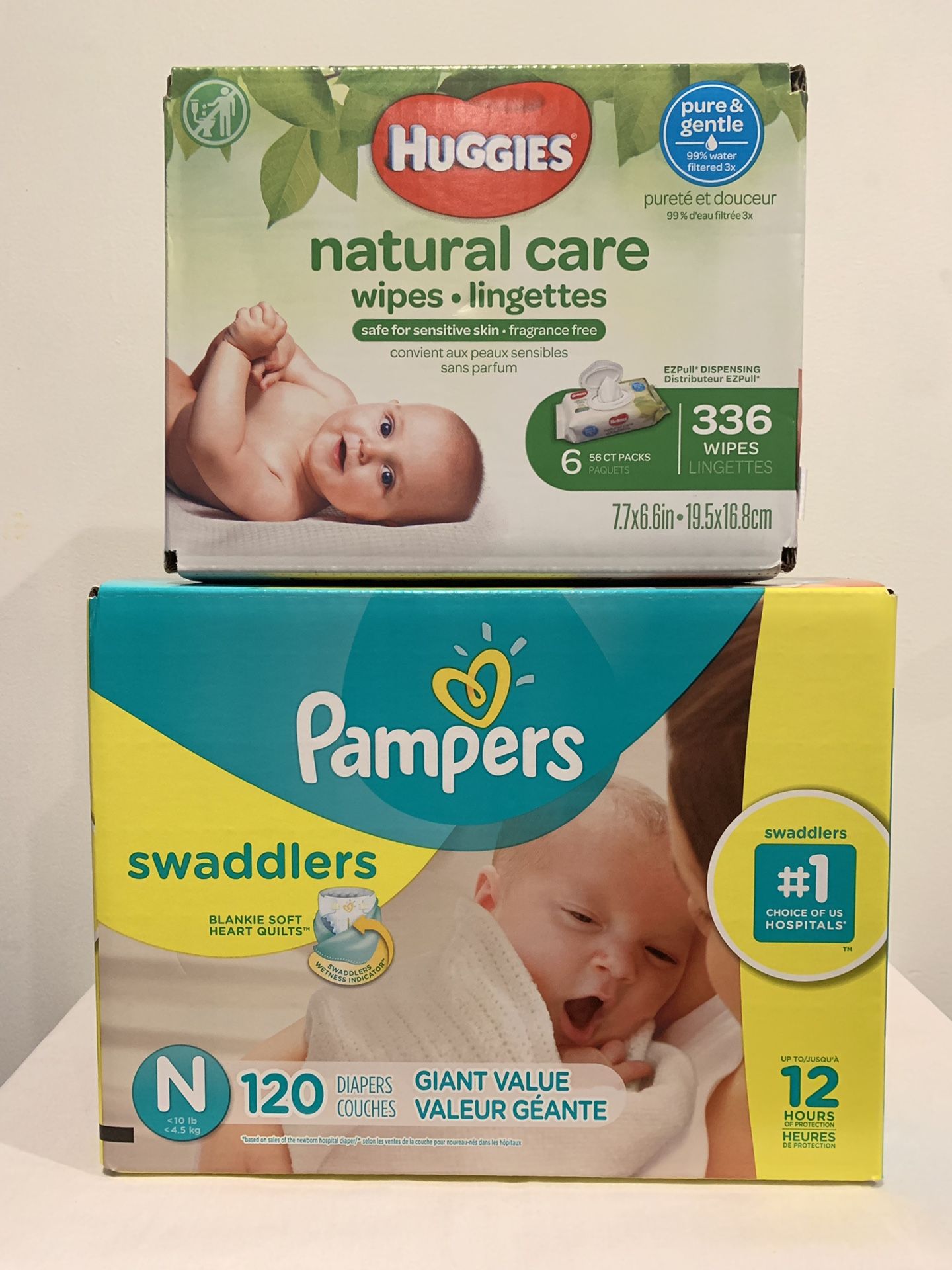 Pampers Swaddlers Newborn + Wipes