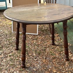 Antique Oak Round Dining Table