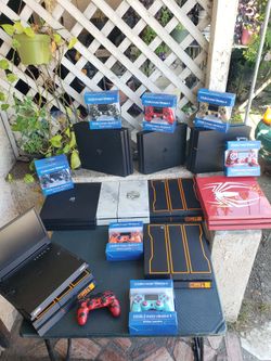 $120! Basic PS4 $160! 1000GB. $200! 2020 PS4 Pro. $260! 72 edition ps4 pro. Red PS4 Pro $500! $200! Edition PS4 COD or Jailbreak $300! To $700! Playst