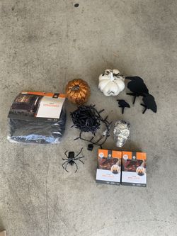 A bunch of Halloween decor