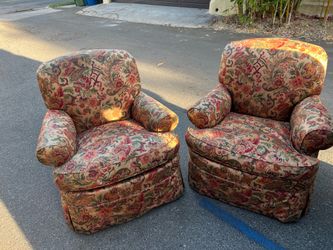 Vintage Upholstered Swivel Chairs