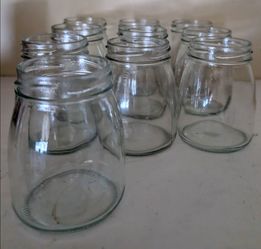 lot of 10 small jars, 3.5" tall, good for desserts, candle-making, etc.