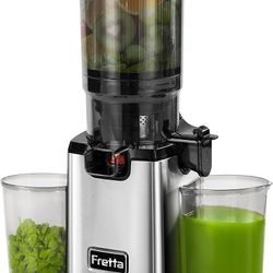 Fretta Cold Press Juicer ,Masticating Juicer with 5.3'' Large Feed Chute fit Whole Fruits,BPA-Free,