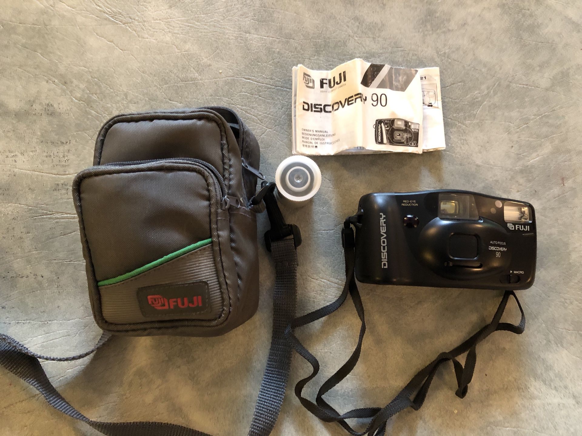 Fuji Discovery 90 film camera with case and unused film