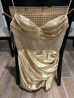 NEVER WORN EZ2BUYEZ Gold Beaded Corset Dress Size L