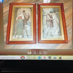 2 Lot Pair Antique Vintage 19th Century Art Nouveau 27” Lithograph Print Roman