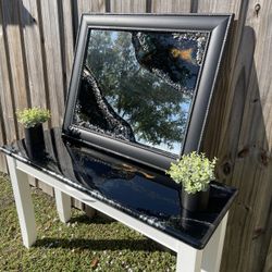 Black Marvel Effect Epoxy Sofa Or Entryway Table 