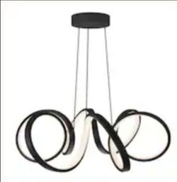 Artika Swirl Ribbon 27-Watt 1-Light Modern Black 3CCT Integrated LED Hanging Pendant Light