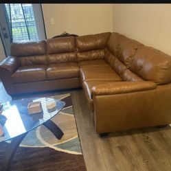 Brown Leather Couch 
