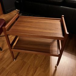 Danish Teak Bar Rolling Tea Table