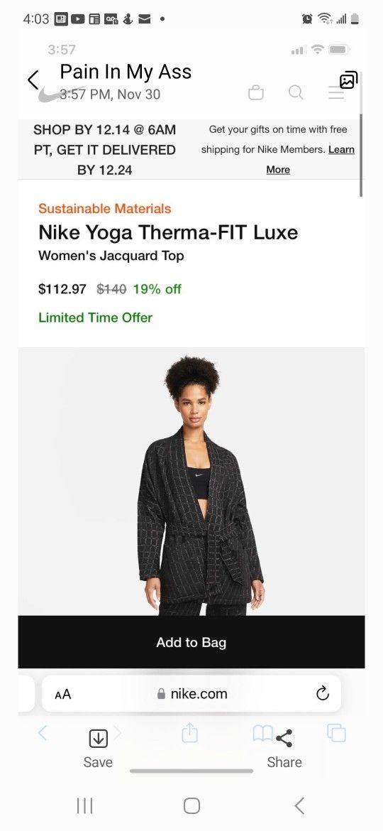 Nike Yoga Thermo Fit