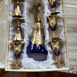 Elegant Czech Bohemian Crystal Liquor Set