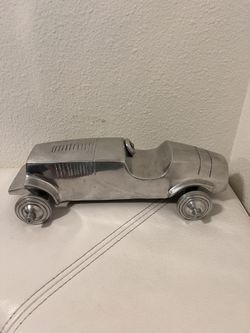 Vtg Stainless Metal Car Model 1930's - 1940's Sedan Unique Display 12-6