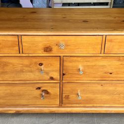 Large 7 Drawer Pine Wood Dresser 