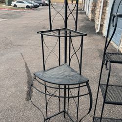 Black Metal Corner Shelf / Plant Stand – $15