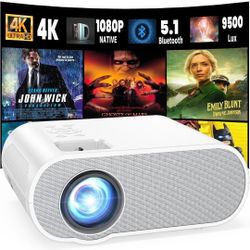 Projector, Native 1080P Full HD Bluetooth Projector with Speaker