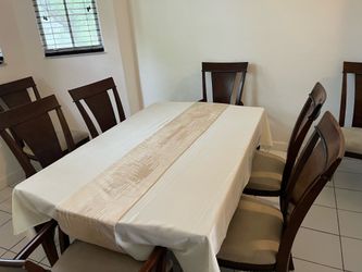 Elegant Dark Cherry Dining Table Set – 8 Chairs (2 Armchairs)