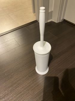 White Toilet Cleaning Brush with White Holder