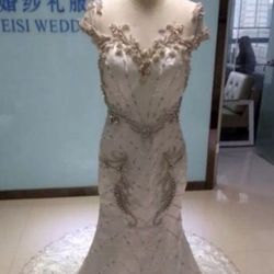 Custom Made Mermaid Style Wedding Dress slim Size 10