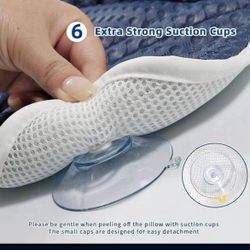 Bath Pillow for Tub, Neck, Head and Back Support with 6 Strong Non-Slip Suction Cups, 4D Air Mesh, 