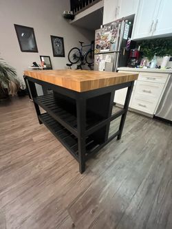 Large butcher-block kitchen island or work table