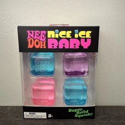 NeeDoh Nice Ice Baby 4 pack, Set of Four Nee Doh Mini Nice Cube Pink Blue Purple.