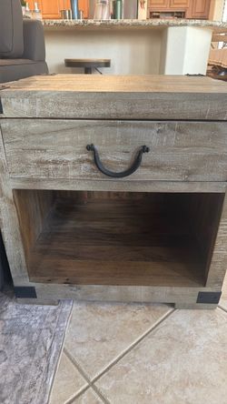 Solid wood with metal accents table