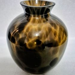 Dark Brown Small Hand Blown  Glass Vase