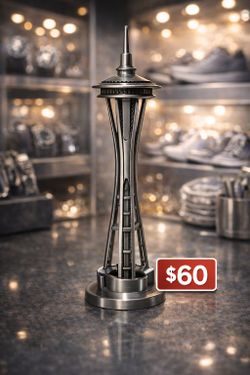 Space Needle Collectible Sculpture – Rare Metallic Display Piece
