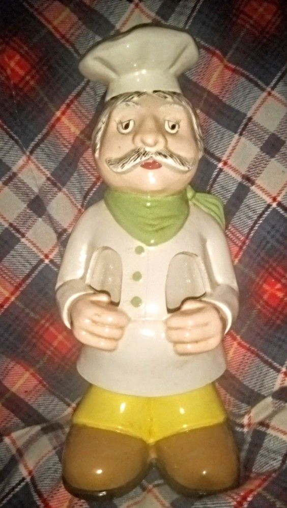 1970's Kitchen Chef Hat Dude Utensil Holder 10.5" H