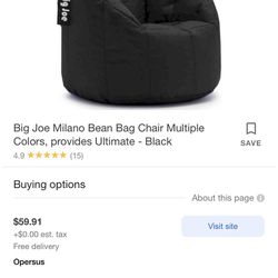 New BigJoe Grey Bean Bag Chair 