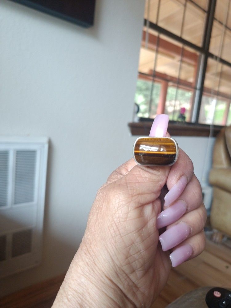 Sterling Silver And Tigers Eye Ring 