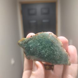 Locally sourced, hand polished green petrified wood specimen