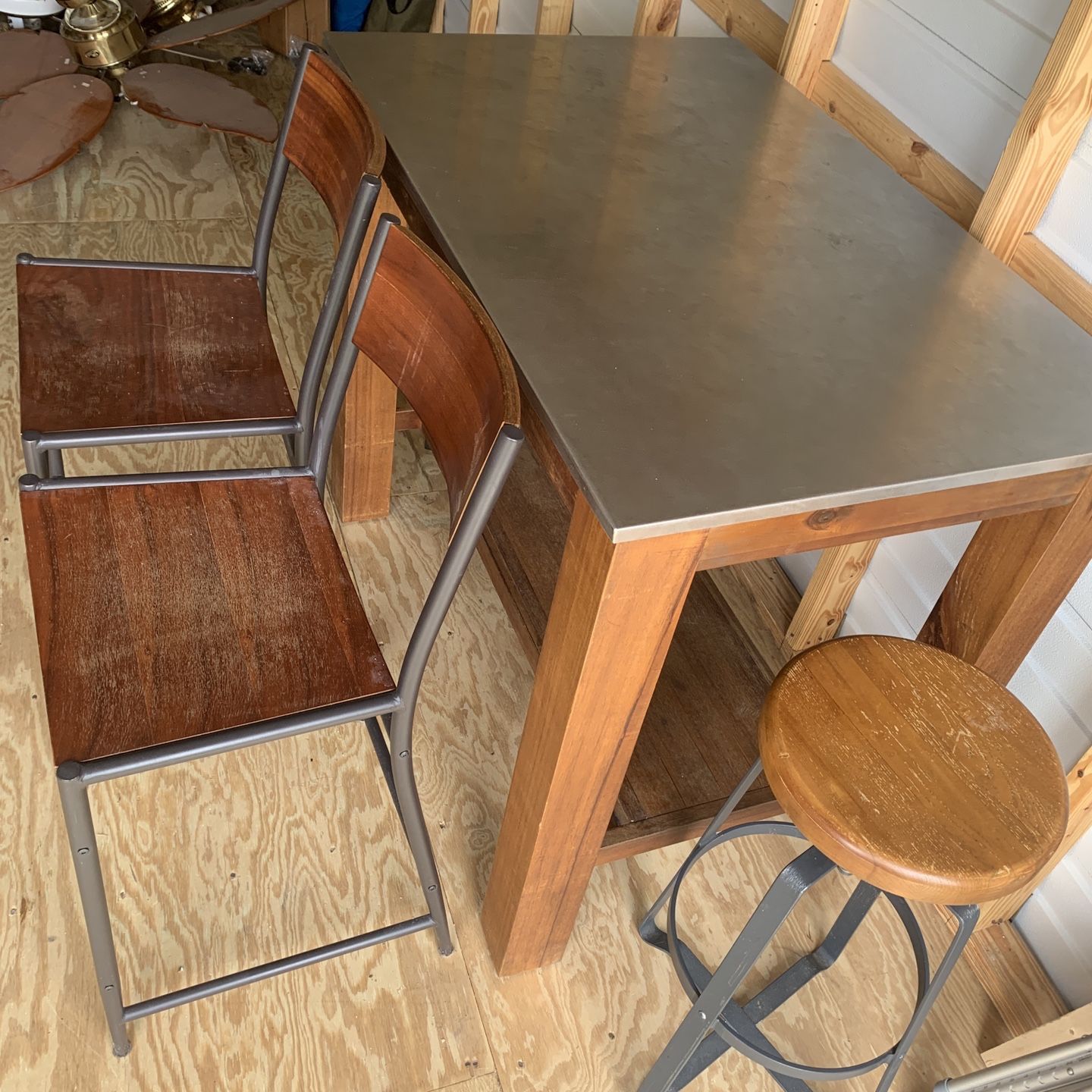West elm stainless steel dining table best sale
