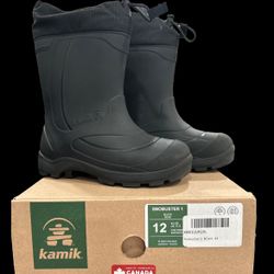 Kamik Footwear Kids Snobuster1 Insulated Snow Boot, Black, Kid Size 12 NEW