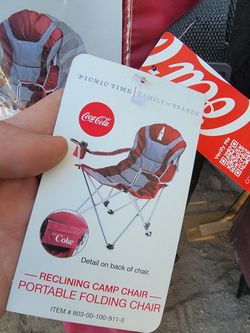 Oniva reclining camp chair, Coca Cola logo , BRAND NEW
