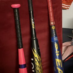 3 Baseball Bats Easton , Louisville , And T-ball
