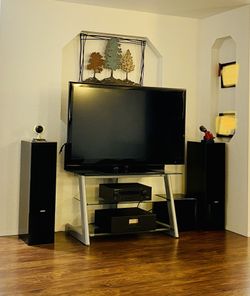 Aluminum Frame & Glass TV Stand