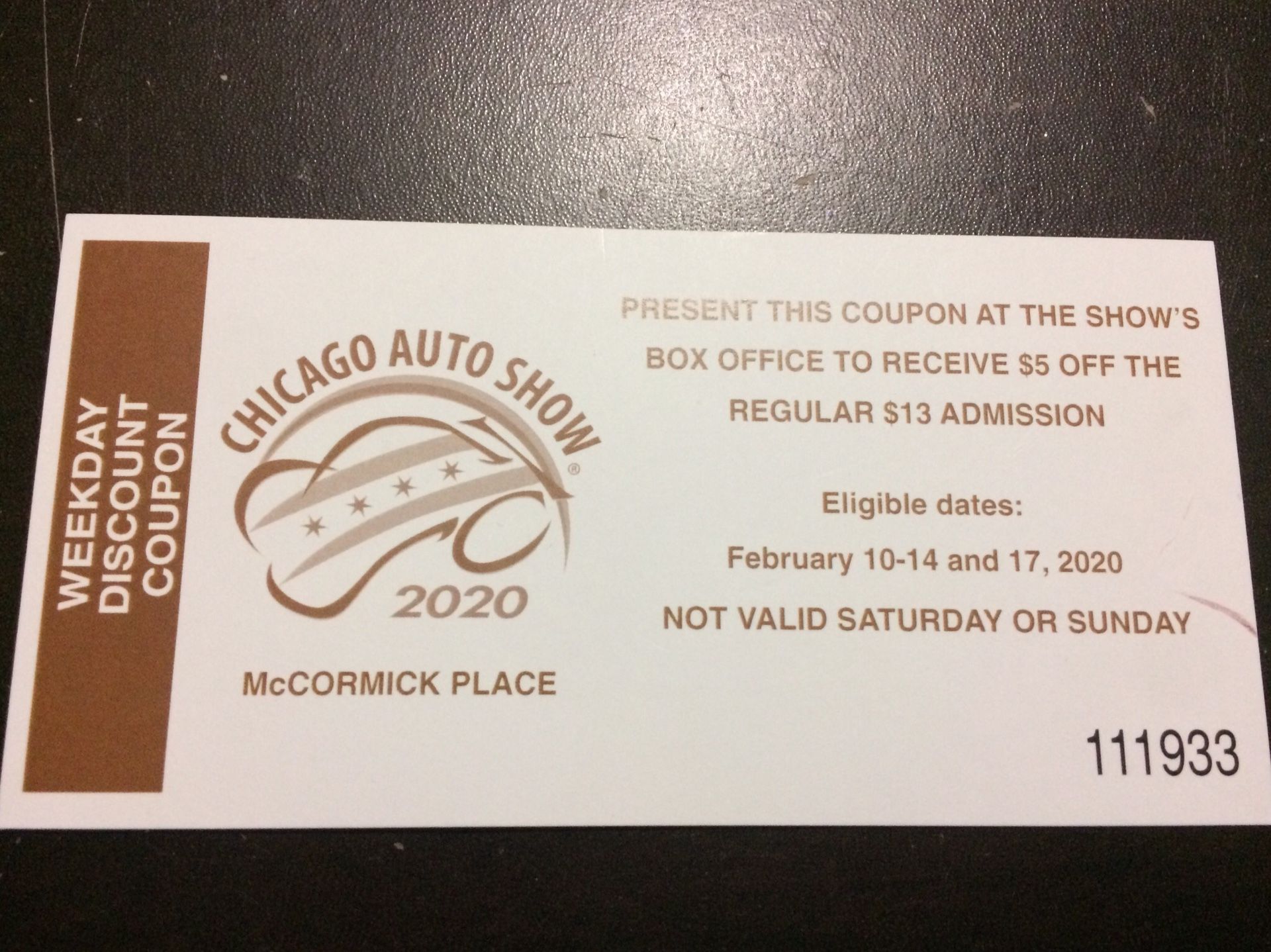 **LAST DAY!! QUICK SALE CHEAP-2020 CHICAGO AUTO SHOW DISCOUNT COUPONS