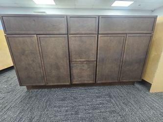DOUBLE SINK VANITY BATHROOM CABINET $400  BROWN