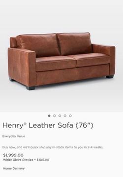 West Elm Henry Leather Sofa 76 For