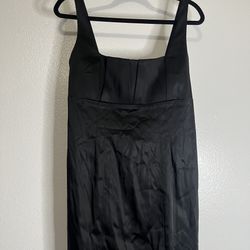Calvin Klein Little Black Dress Women’s Sz Small Satin Above Knee Pencil Cocktail 