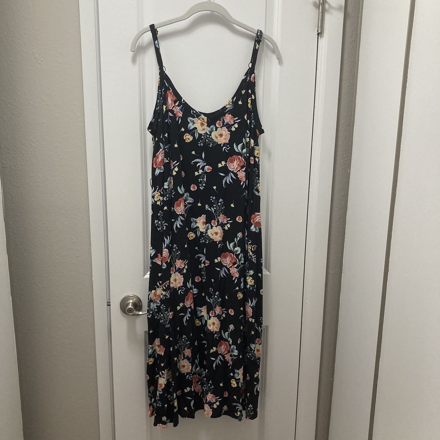 Torrid Black Floral Challis Dress W/ Option To Use Drawstring