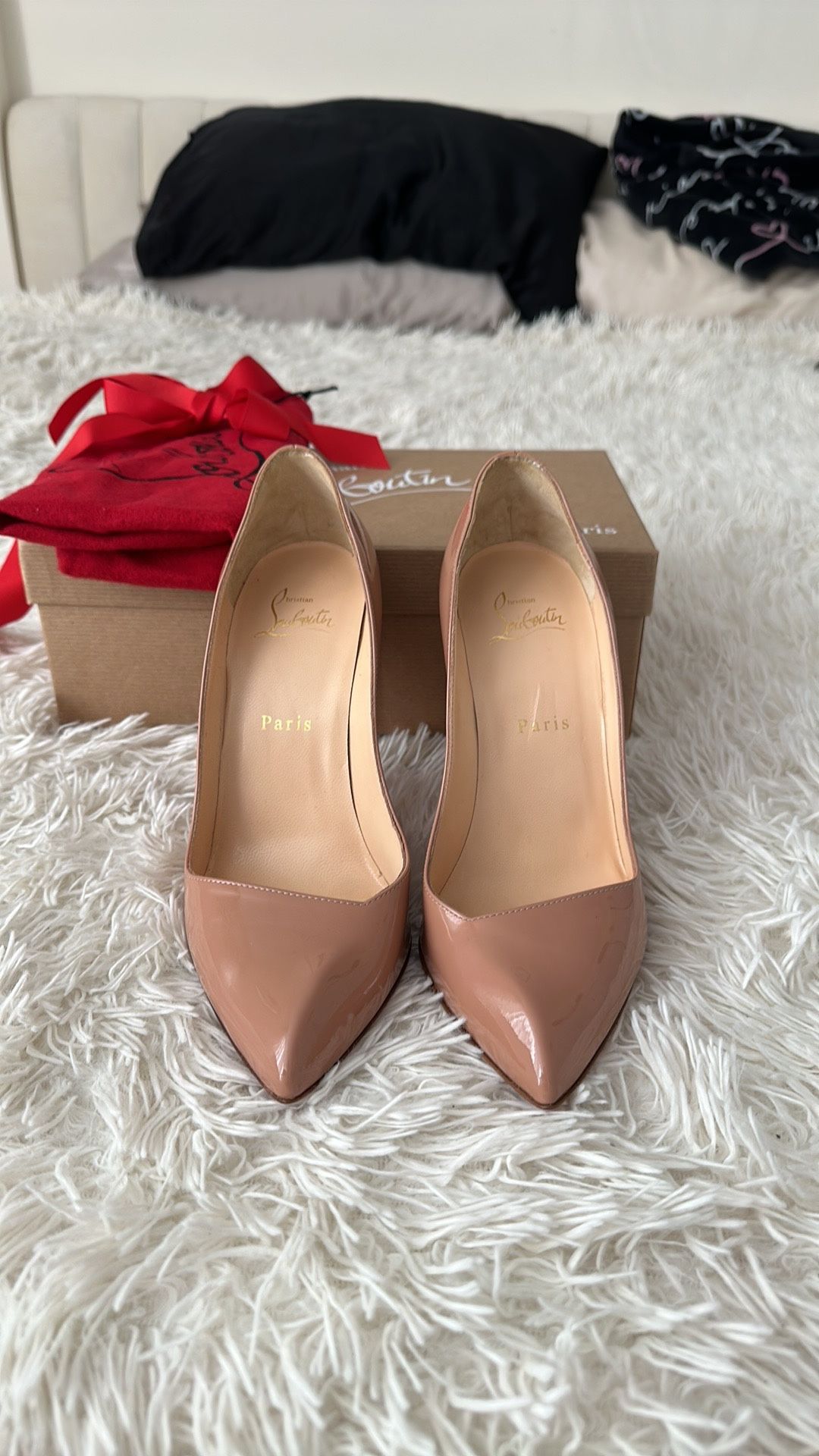 Christian Louboutin Corneille 100 Patent Nude Heels