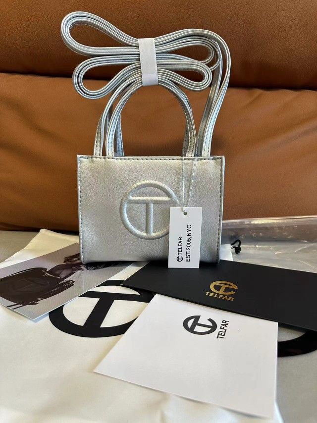 Telfar Small Size Shopping Bag-Silver