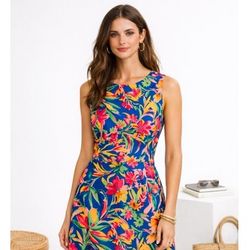 J.Crew A-line Shift Dress Cotton Tropical Print Size 6