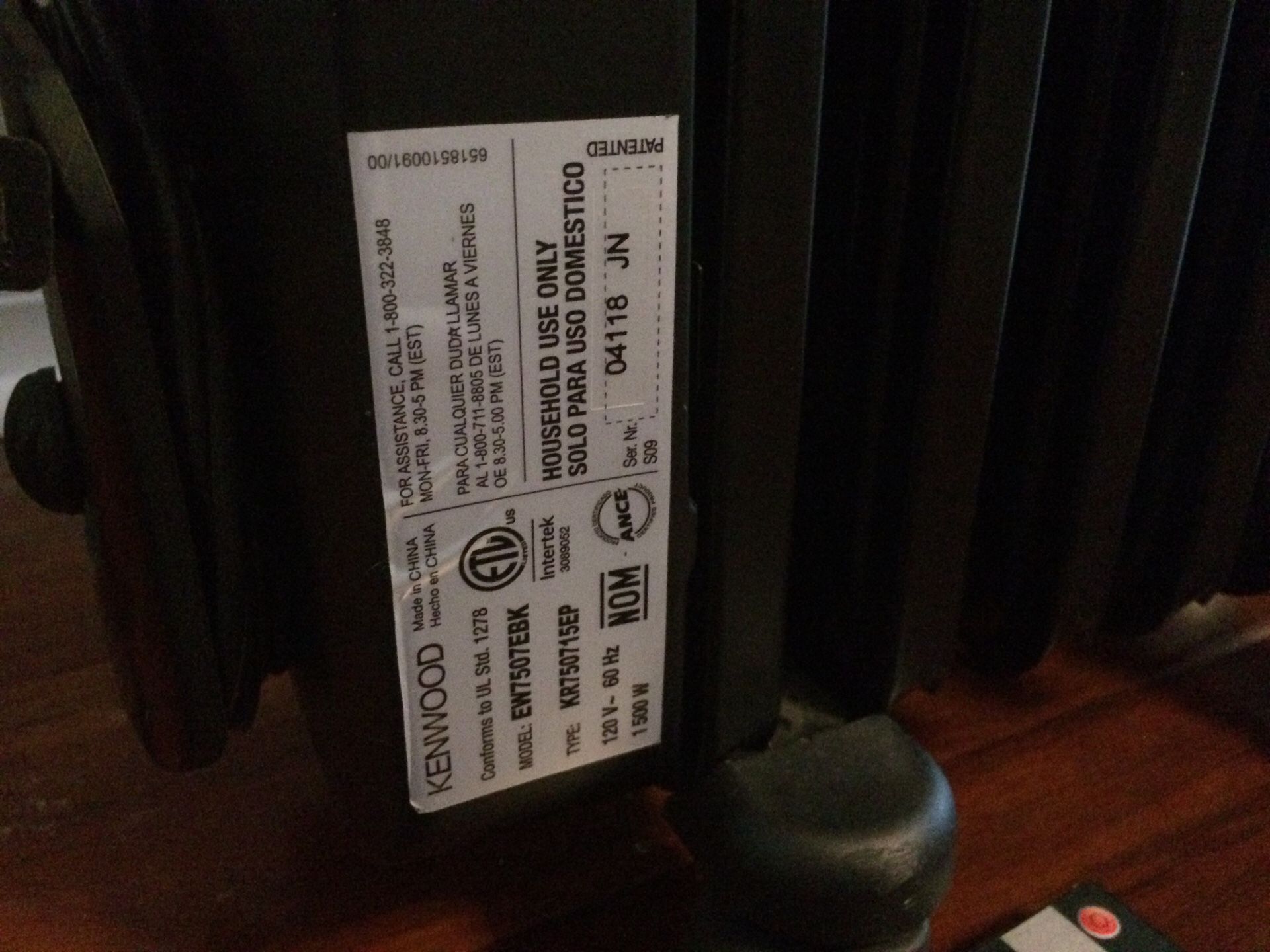Kenwood Heater Model EW7507EBK for Sale in Jacksonville, FL OfferUp